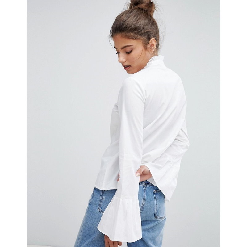 プリティリトルシング レディース トップス ブラウス・シャツ【PrettyLittleThing Flare Cuff Shirt】White プリティリトルシング レディース トップス ブラウス・シャツ【PrettyLittleThing Flare Cuff Shirt】White