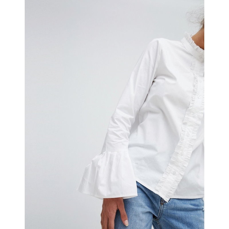 プリティリトルシング レディース トップス ブラウス・シャツ【PrettyLittleThing Flare Cuff Shirt】White プリティリトルシング レディース トップス ブラウス・シャツ【PrettyLittleThing Flare Cuff Shirt】White