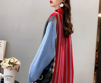 大得価低価 ストライプ柄 ブラック カーディガン マ : レディース服 高品質安い