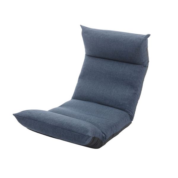 リクライニング フロアチェア/座椅子 ブルー 幅54cm 日本製 折りたたみ収納可 スチールパイプ ウレタン リビング リクライニング フロアチェア/座椅子 ブルー 幅54cm 日本製 折りたたみ収納可 スチールパイプ ウレタン リビング