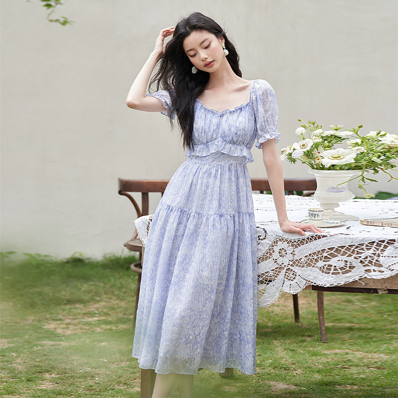 フレンチ フラワープリント オフショルダーワンピース 2025夏新作 テクスチャー レトロティードレス ワンピース ワンピース レディース ロングワンピース ワンピース 夏 パーティードレス 韓国 ワ フレンチ フラワープリント オフショルダーワンピース 2025夏新作 テクスチャー レトロティードレス ワンピース ワンピース レディース ロングワンピース ワンピース 夏 パーティードレス 韓国 ワ