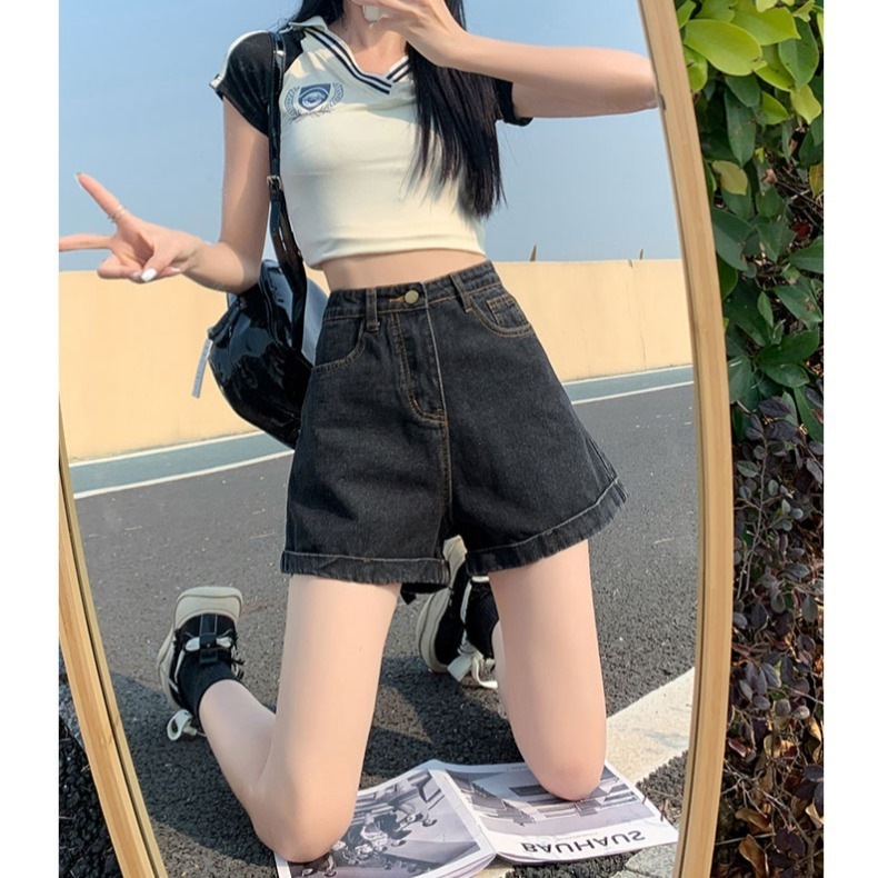 【新品】3つボタン デニム カラー ショートパンツ レディース ブラック 楽天市場】ハイウエスト デニム ショートパンツ | パンツ