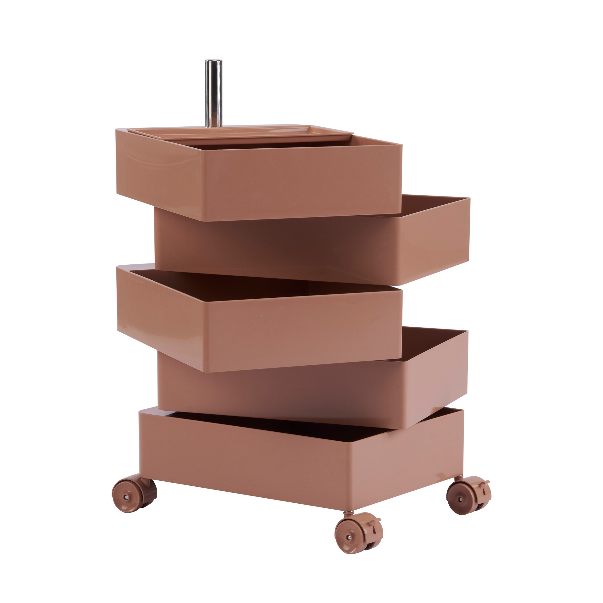 ピンク・ 5段】ワゴン キャスター付き ブレーキ付き おしゃれ トレイ