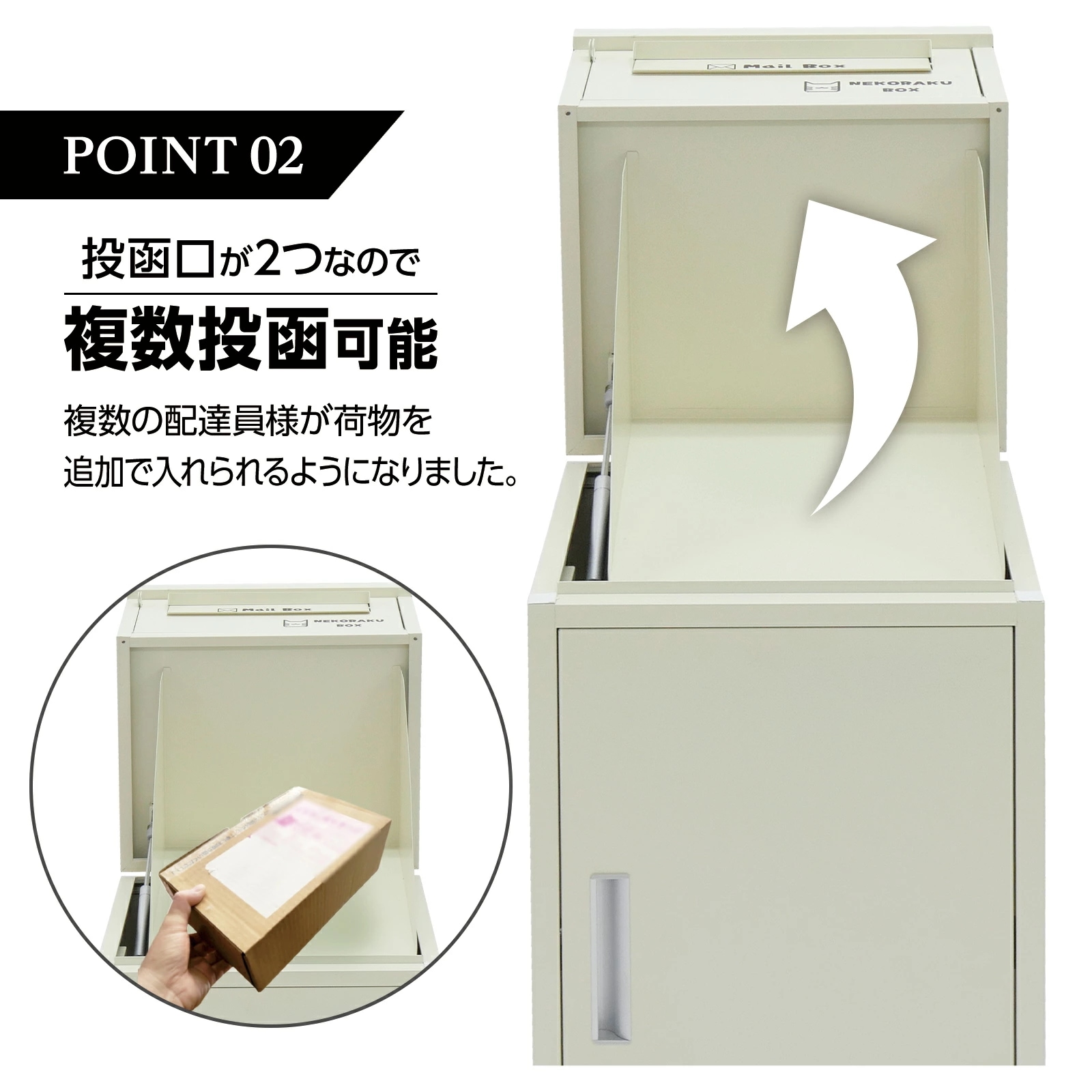 ネコラクボックス デリバリーボックス 宅配ボックス ワンプッシュ 施錠 ポスト 一体型 複数投函 上部 開閉 盗難防止 置き配 通販 メール便 手紙 配達 SKK