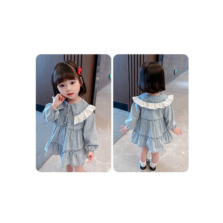 子供服 ワンピース キッズ 韓国子供服 女の子 春服 長袖 D 折り襟 デニムワンピース 子供ドレス 驚きの価格が実現