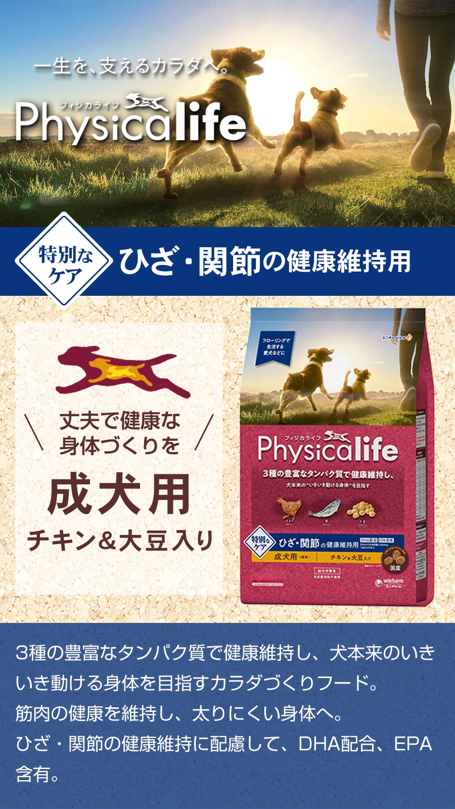 成犬用 ひざ関節の健康維持用 2kg【国産たじま鶏ジャーキー(小サイズ)付き】 成犬用 ひざ関節の健康維持用 2kg【国産たじま鶏ジャーキー(小サイズ)付き】