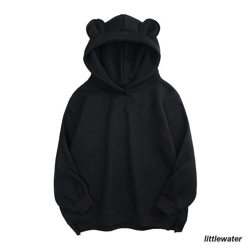 パーカープルオーバーレディーストップス長袖裏起毛フード付き耳付きスリットシンプル無地かわいいカジュアル パーカープルオーバーレディーストップス長袖裏起毛フード付き耳付きスリットシンプル無地かわいいカジュアル