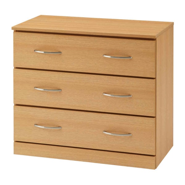 チェスト 3段 木目調 シンプルデザイン スライドレール付 幅80cm