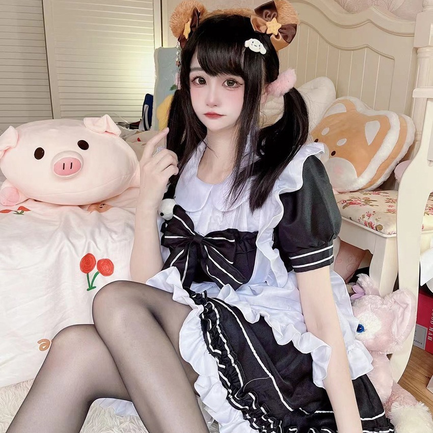 日韓メイド白黒lolitaメイド服日常小料理娘コスプレ服 lonceng123.net