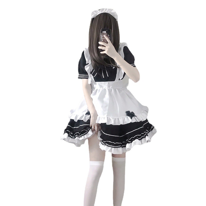 日韓メイド白黒lolitaメイド服日常小料理娘コスプレ服 lonceng123.net