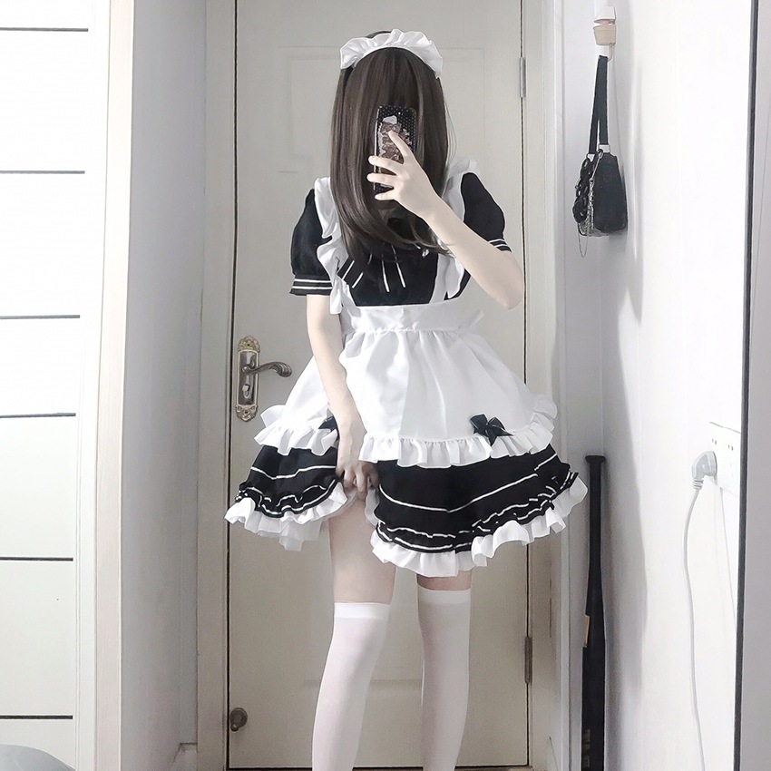 日韓メイド白黒lolitaメイド服日常小料理娘コスプレ服 lonceng123.net
