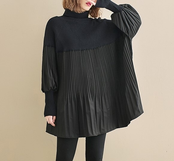 レディースニット ボンドタートル 長袖 プリーツ 秋冬物 チュニック アクリル プリーツチュニック レディースニット ボンドタートル 長袖 プリーツ 秋冬物 チュニック アクリル プリーツチュニック