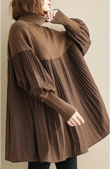 レディースニット ボンドタートル 長袖 プリーツ 秋冬物 チュニック アクリル プリーツチュニック レディースニット ボンドタートル 長袖 プリーツ 秋冬物 チュニック アクリル プリーツチュニック