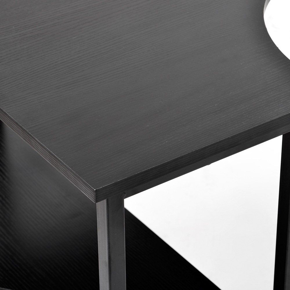 【WF301556AAAオフィスチェア+パソコンデスク セット】【ブラック】パソコンデスク L字 120cm 2段ラック付 デスク木製 ミシン台 書斎机 勉強机 【WF301556AAAオフィスチェア+パソコンデスク セット】【ブラック】パソコンデスク L字 120cm 2段ラック付 デスク木製 ミシン台 書斎机 勉強机