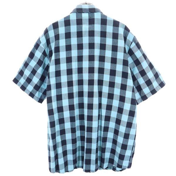 チェック 半袖 シャツ L グリーン系 メンズ
