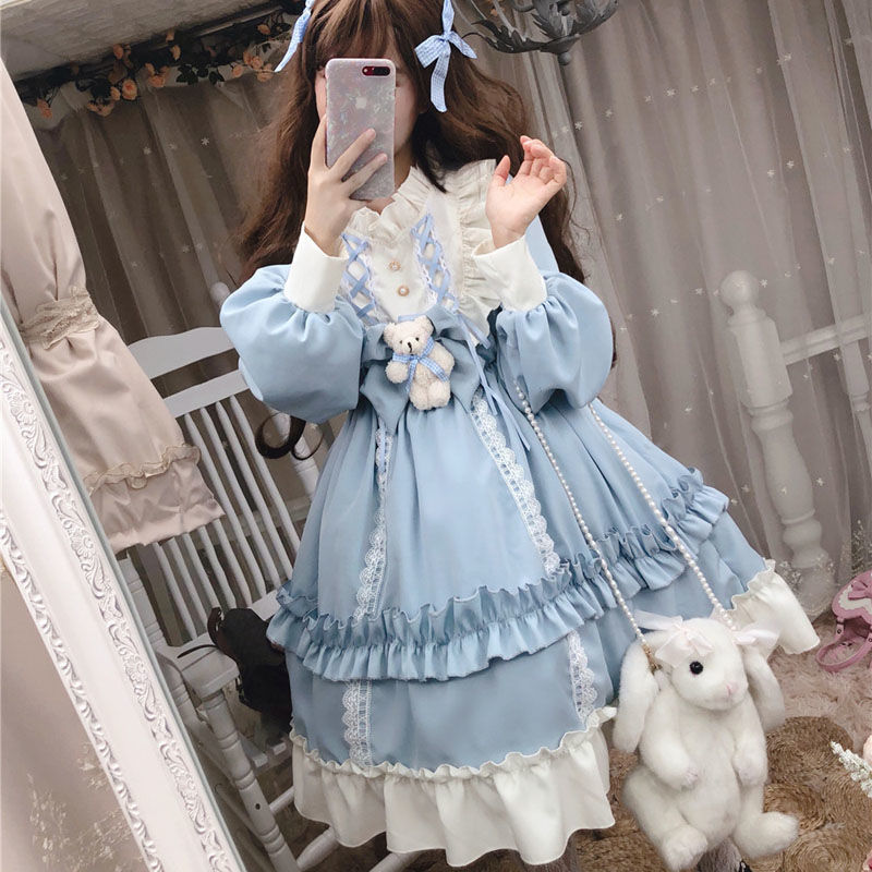 ロリータ ハロウィン ワンピース 長袖 コスプレ 衣装 蝶結び 女の子 フリル 新登場 仮装 ゆめかわいい