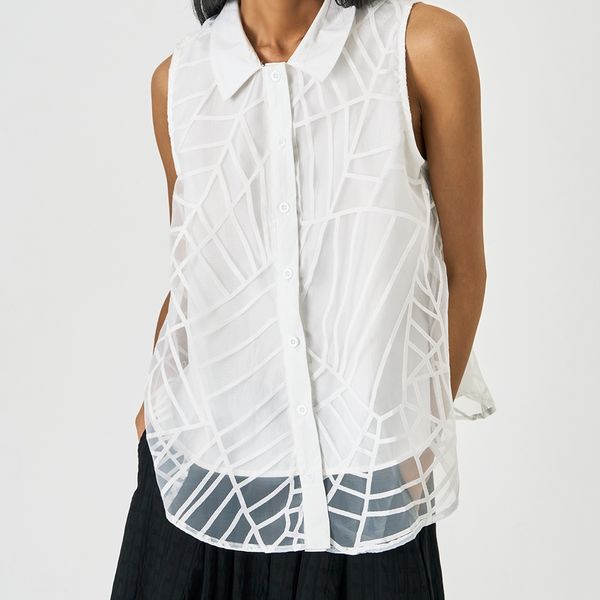 (UNIKE) ローレルシースルーノースリーブシャツ (UNIKE) ローレルシースルーノースリーブシャツ