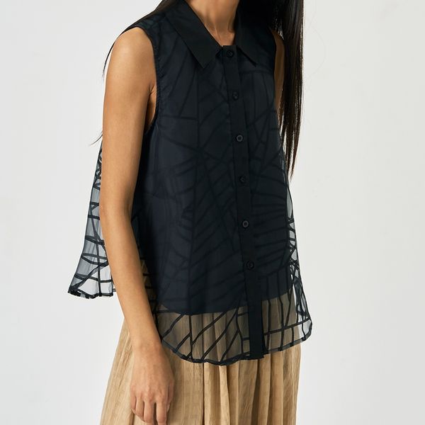 (UNIKE) ローレルシースルーノースリーブシャツ (UNIKE) ローレルシースルーノースリーブシャツ