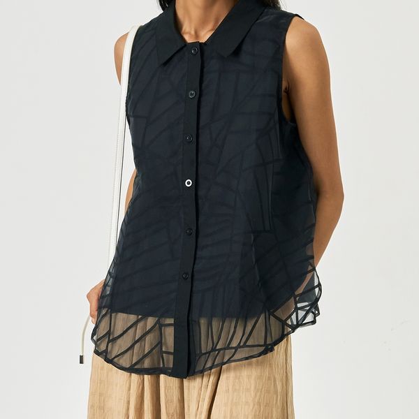 (UNIKE) ローレルシースルーノースリーブシャツ (UNIKE) ローレルシースルーノースリーブシャツ