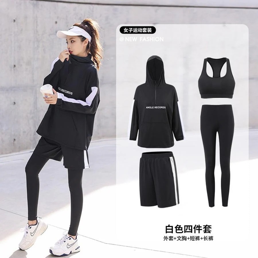 トップス 【4点セット】春夏 運動ズボン 長袖 セットアップ レディース 速乾 レギンス ヨガウェア上下セット タンクトップ ジャージ ショーツ ヨガパンツ ホット トップス 【4点セット】春夏 運動ズボン 長袖 セットアップ レディース 速乾 レギンス ヨガウェア上下セット タンクトップ ジャージ ショーツ ヨガパンツ ホット