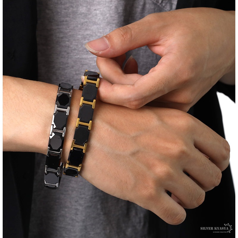 セラミック 磁気ブレスレット [b392-gold]