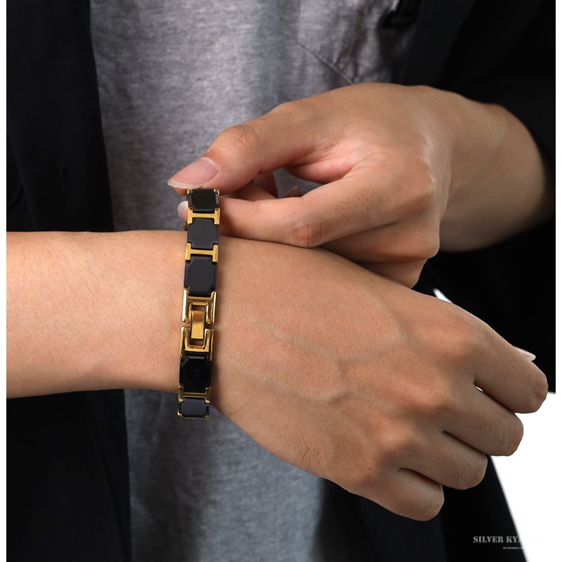 セラミック 磁気ブレスレット [b392-gold]