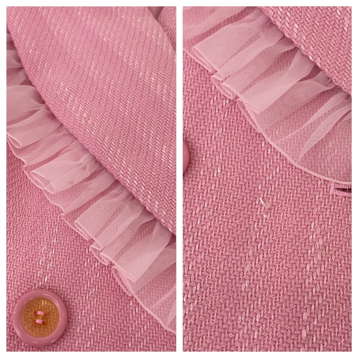 美品 ヴィンテージ フリル ピンク ウール フリル ジャケット レディース 501589