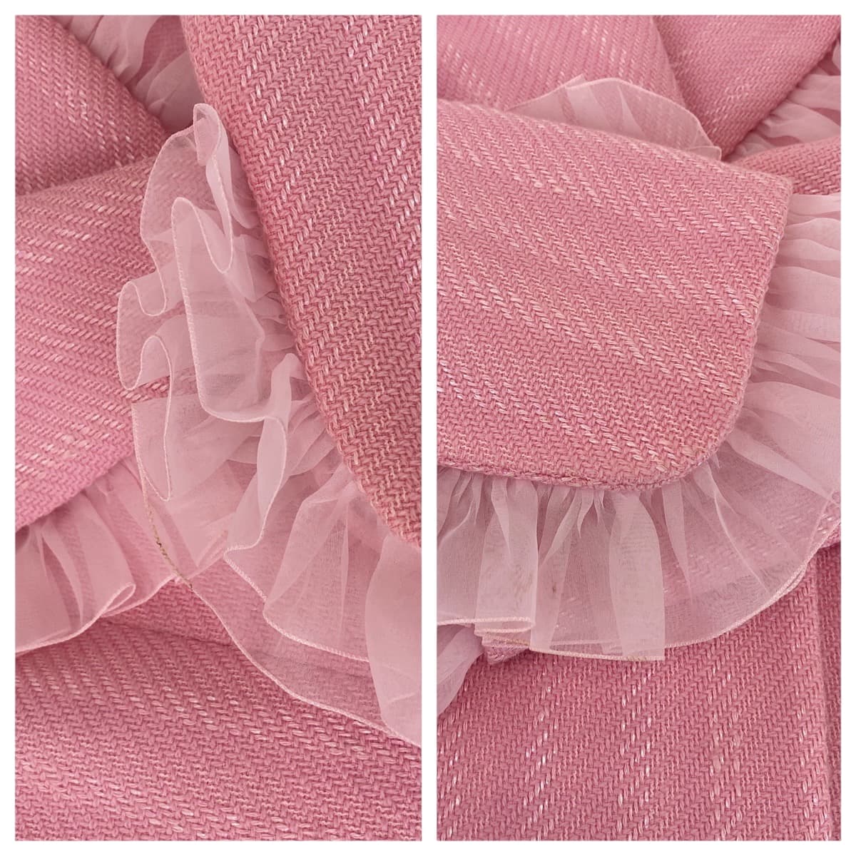 美品 ヴィンテージ フリル ピンク ウール フリル ジャケット レディース 501589