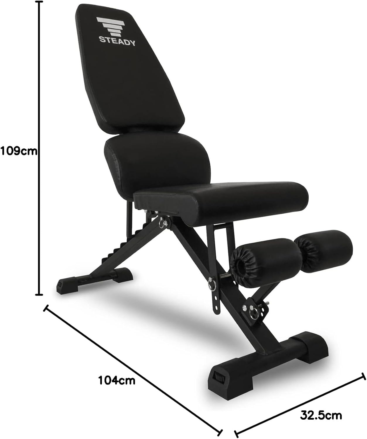 STEADY トレーニングベンチ 耐荷重300kg / 腰保護パッド/折りたたみ収納/角度調整 組立不要 ステディ ST140 インクライン Nicffdi トレーニングベンチ 耐荷重300kg 角度調整 組立簡単 ステディ