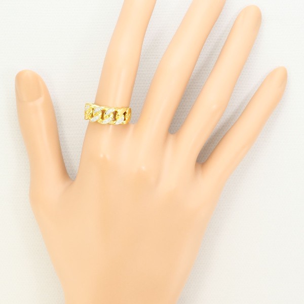 K18 18金 YGWG リング 12.5号 ダイヤ 0.07 カード鑑別書 ジュエリー 中古