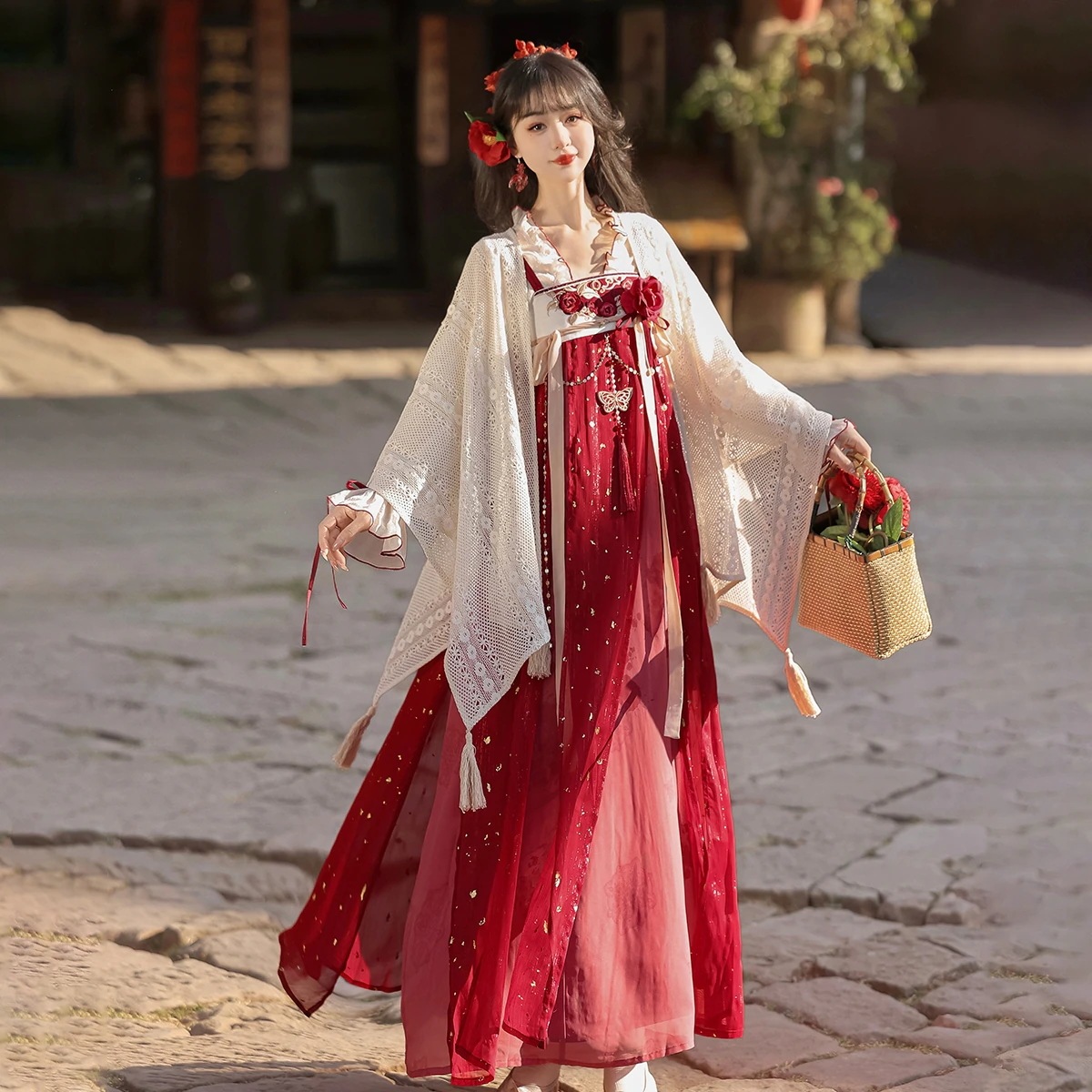 【フルセット】デザイン薔薇花雨新韓国ワンピースストールcos要素セット春夏 【フルセット】デザイン薔薇花雨新韓国ワンピースストールcos要素セット春夏