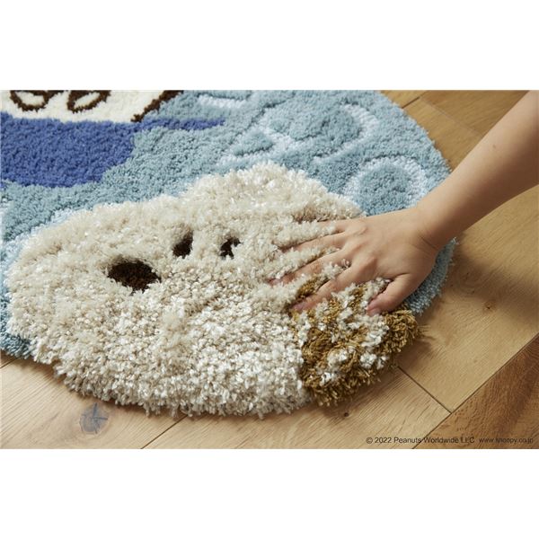 ラグ マット 絨毯 約幅45×丈70cm アンディ＆オラフ ブルー 日本製 PEANUTS マット スミノエ リビング インテリア家具