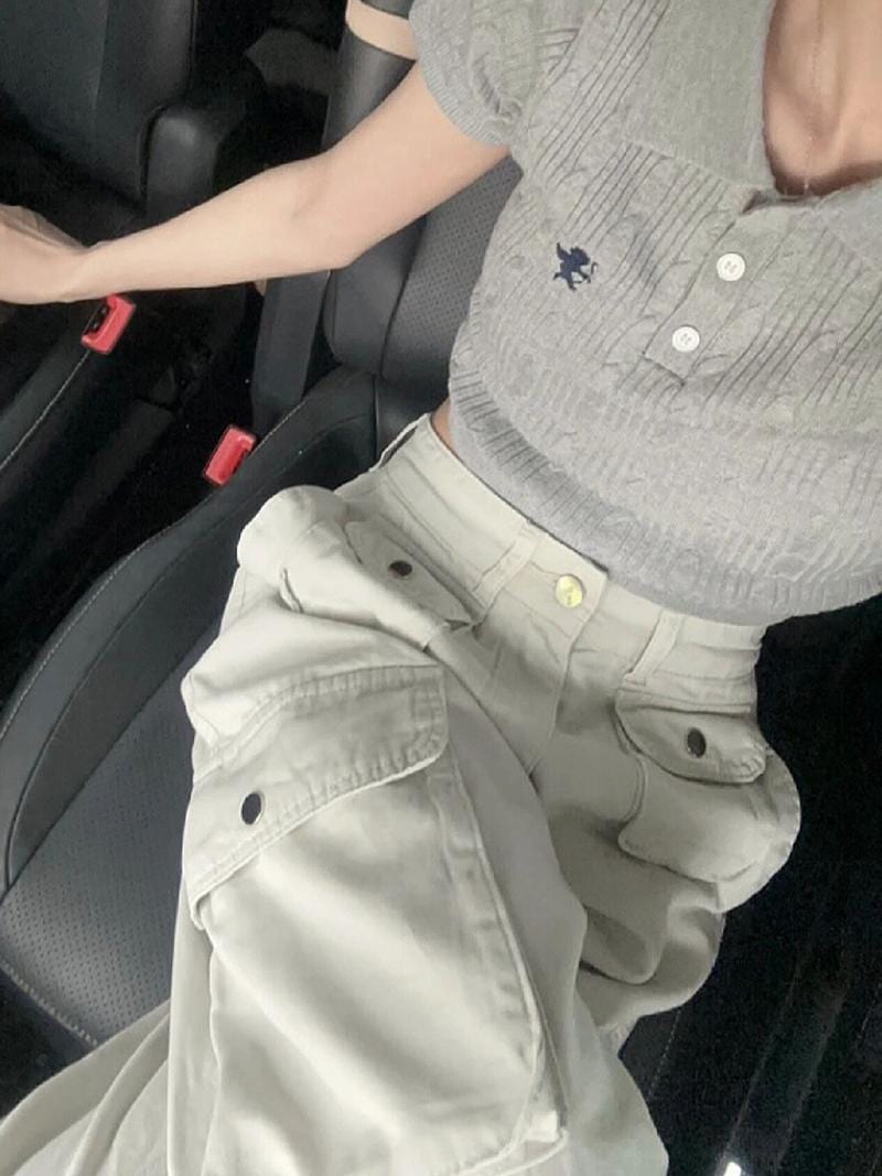 女性用ワイドレッグホワイトオーバーオール2024春新作カジュアルパンツストレートレッグパンツマルチポケットデザインジーンズ