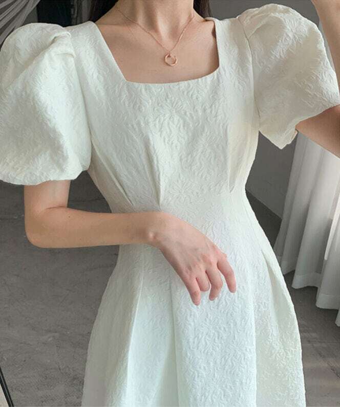 【送料無料】レディース スクエアネック パフスリーブ ロングワンピース Aライン ブラック 【送料無料】レディース スクエアネック パフスリーブ ロングワンピース Aライン ブラック