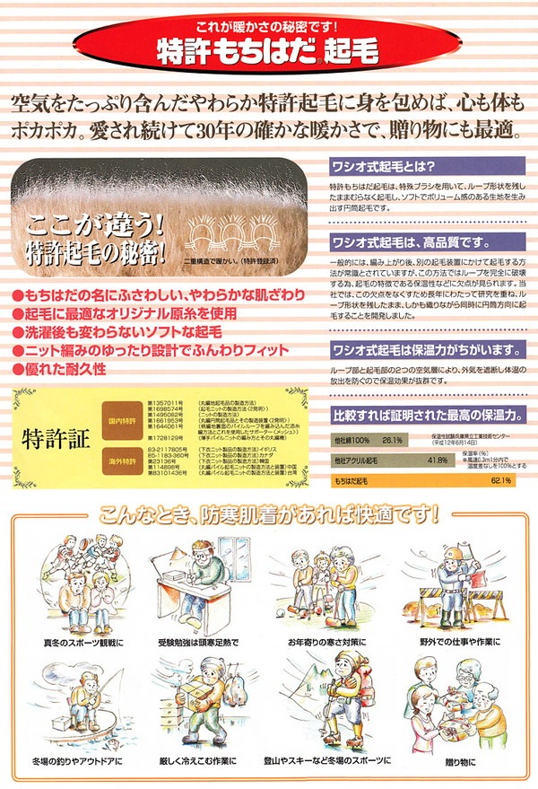 もちはだ 紳士 もちはだタイツ 前あき M (わしお メンズ 男性 極厚地 起毛 素肌 保温力 タイツ 防寒 寒さ対策 寒冷地 底冷え 釣り バイク 冬) (送料無料)