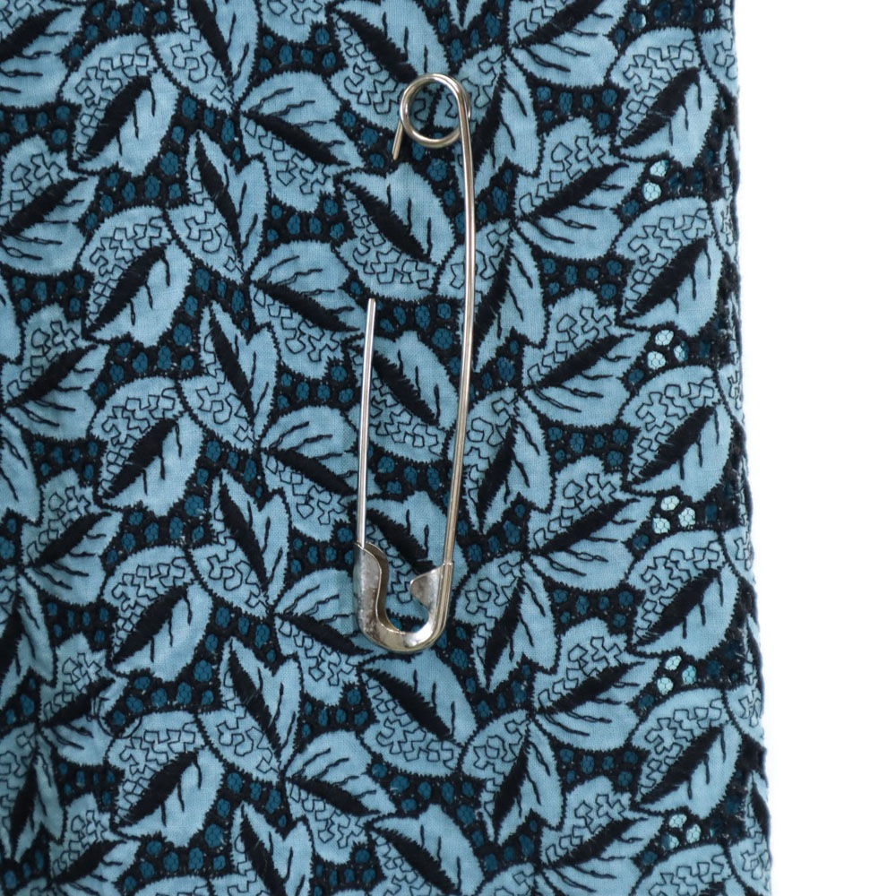 90s 1998年 日本製 ミニ丈 ラップ スカート S ブルー系 ピン付き レディース