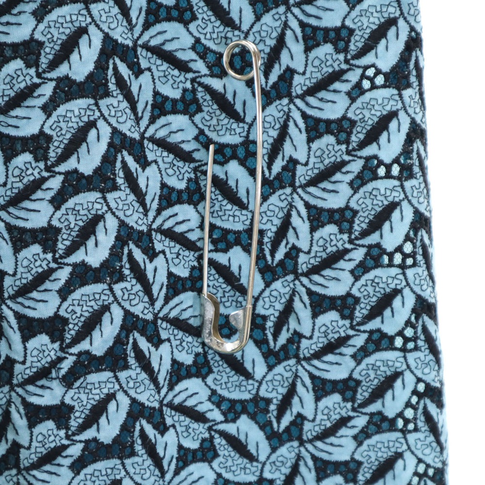 90s 1998年 日本製 ミニ丈 ラップ スカート S ブルー系 ピン付き レディース