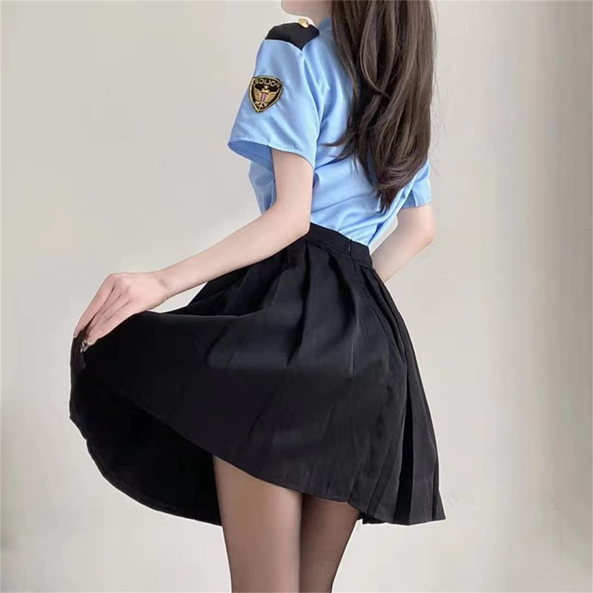 ポリスコスプレセクシー 3点セットトップスプリーツスカートネクタイコスチューム衣装 大人パーティー ポリスコスプレセクシー 3点セットトップスプリーツスカートネクタイコスチューム衣装 大人パーティー