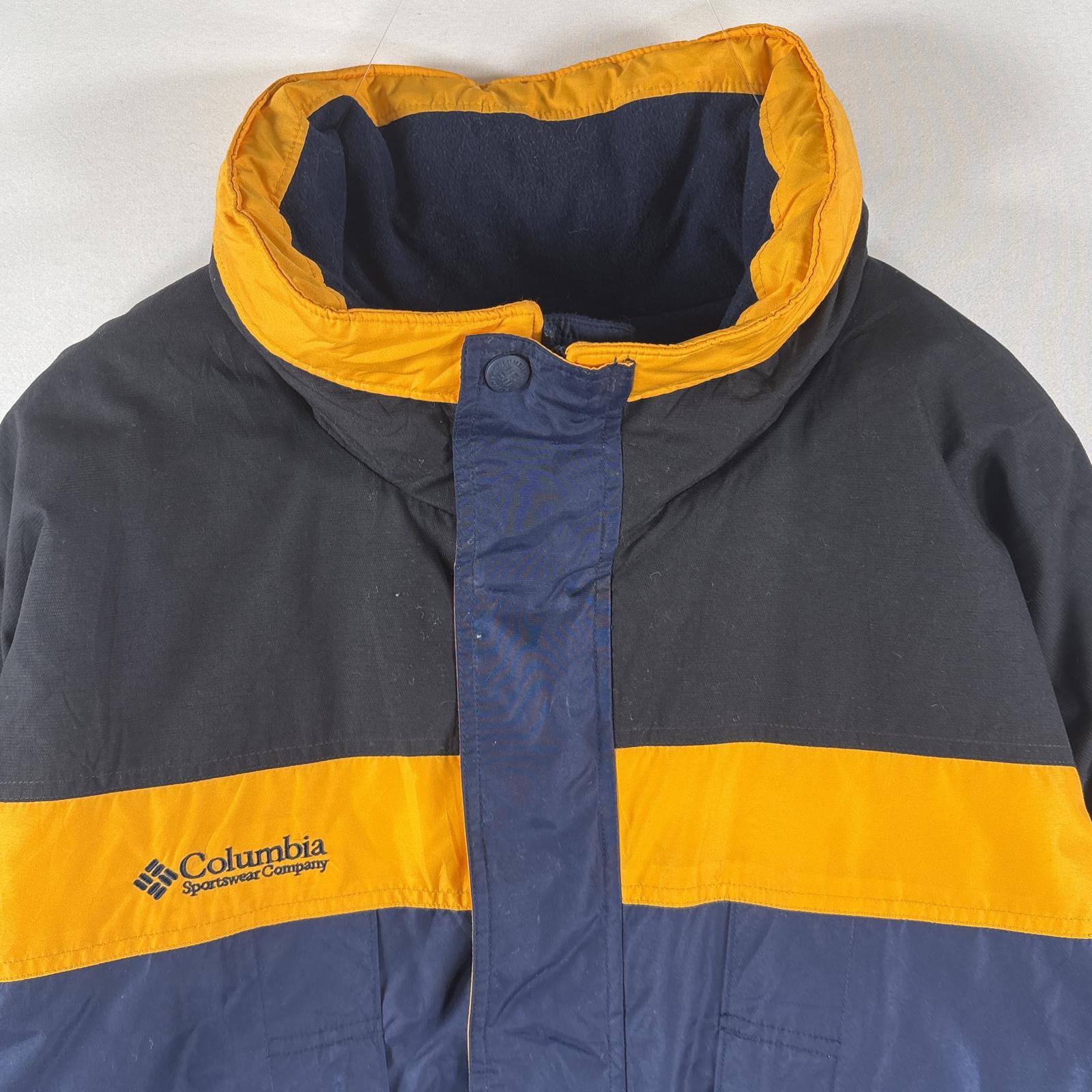 古着 マウンテンジャケット 中綿 パーカー ワンポイントロゴ 大きいサイズ アウトドア XL ネイビー メンズ