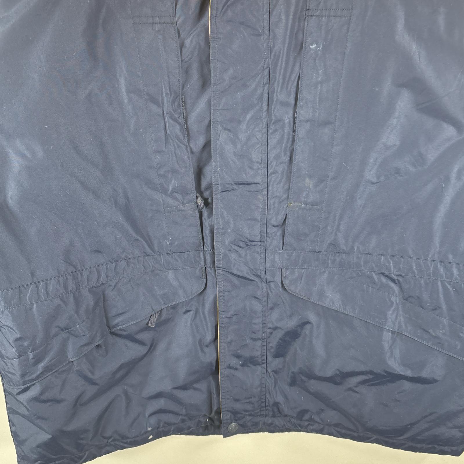 古着 マウンテンジャケット 中綿 パーカー ワンポイントロゴ 大きいサイズ アウトドア XL ネイビー メンズ