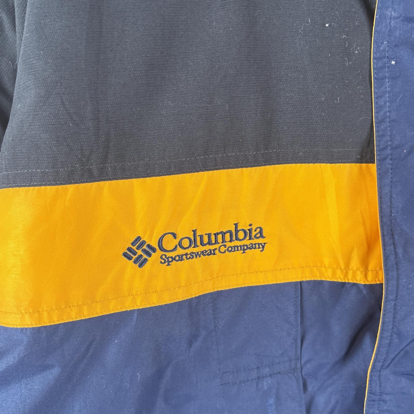 古着 マウンテンジャケット 中綿 パーカー ワンポイントロゴ 大きいサイズ アウトドア XL ネイビー メンズ