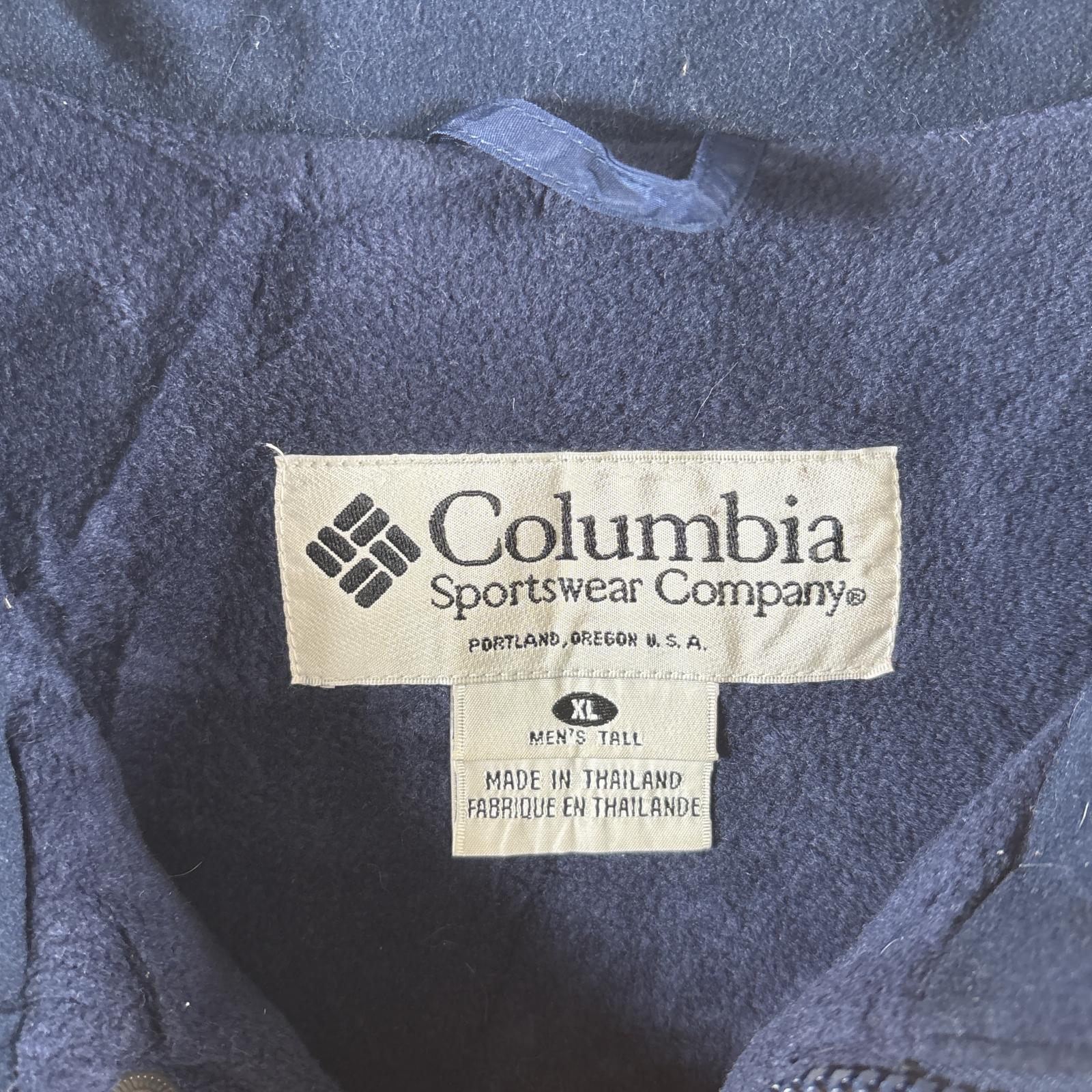 古着 マウンテンジャケット 中綿 パーカー ワンポイントロゴ 大きいサイズ アウトドア XL ネイビー メンズ