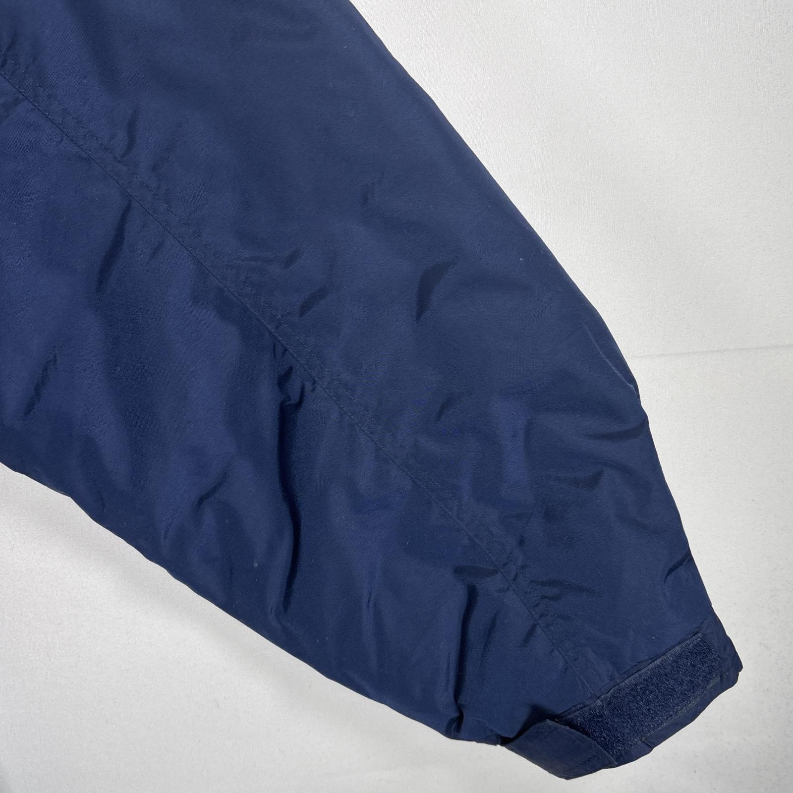 古着 マウンテンジャケット 中綿 パーカー ワンポイントロゴ 大きいサイズ アウトドア XL ネイビー メンズ