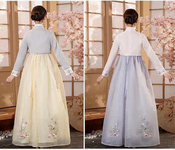 Qoo10] チマチョゴリ 8色 韓服 花刺繍 ワンピ