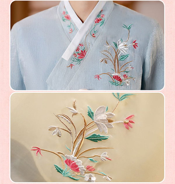 Qoo10] チマチョゴリ 8色 韓服 花刺繍 ワンピ