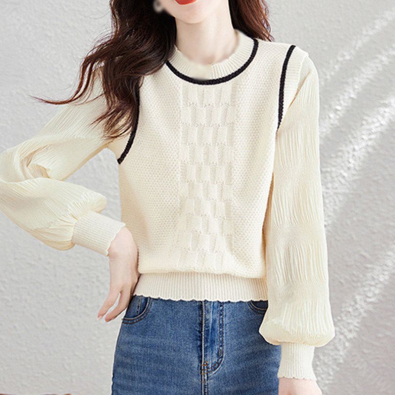 クーポン 洗える リブニット パフスリーブ セーター プルオーバー 秋 レディース ファッション セーター 長袖 ゆるニット 肩出し ニットセーター 体型カバー ボリュームスリーブ プルオーバー ショ