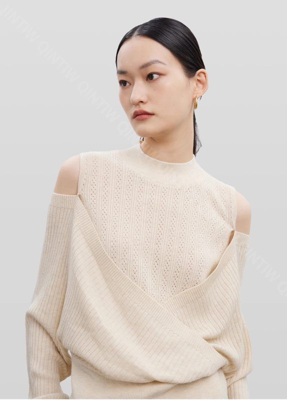 クーポン 洗える リブニット パフスリーブ セーター プルオーバー 秋 レディース ファッション セーター 長袖 ゆるニット 肩出し ニットセーター 体型カバー ボリュームスリーブ プルオーバー ショ