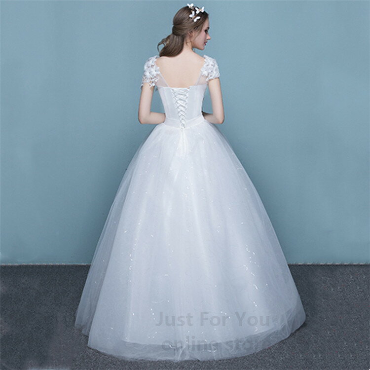 ウェディングドレス ロング丈 ウエディングドレス 白 ドレス 花嫁 二次会 結婚式 白ワンピース フォーマルドレス 編み上げタイプ 白