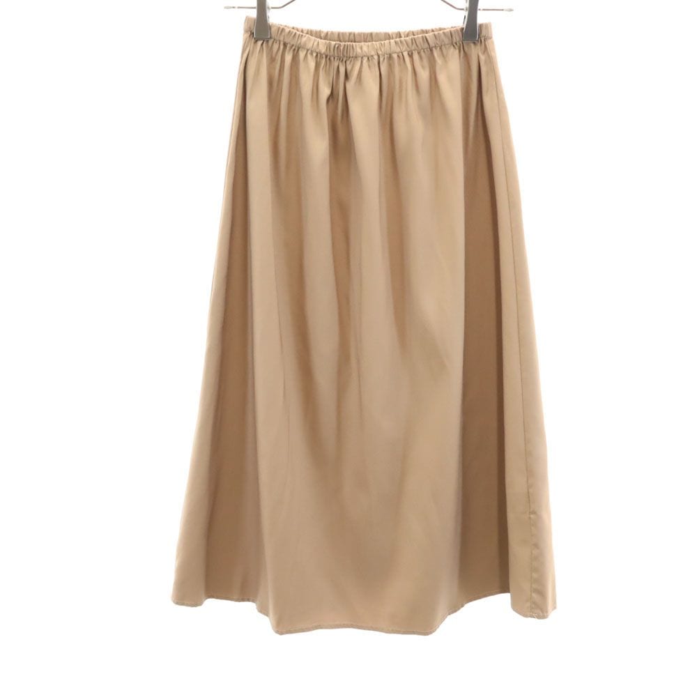 ロング丈 レース 切替 プリーツスカート S エンジ ペチコート付き ウエストゴム レディース