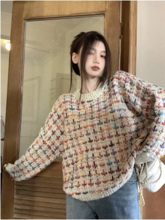 トップス セーター プルオーバー 袖あり 長袖 Uネック ラウンドネック ニット 快適 着心地 かわいい 大人可愛い シンプル カジュアル 大人 おしゃれ お洒落 レトロ 大人女子 こなれ感 ラフ